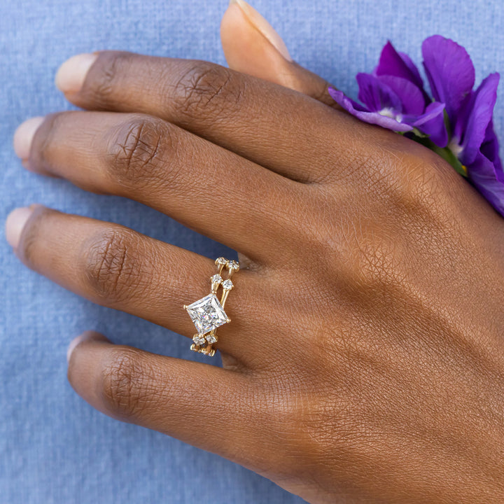 Sideways princess cut engagement ring clearance