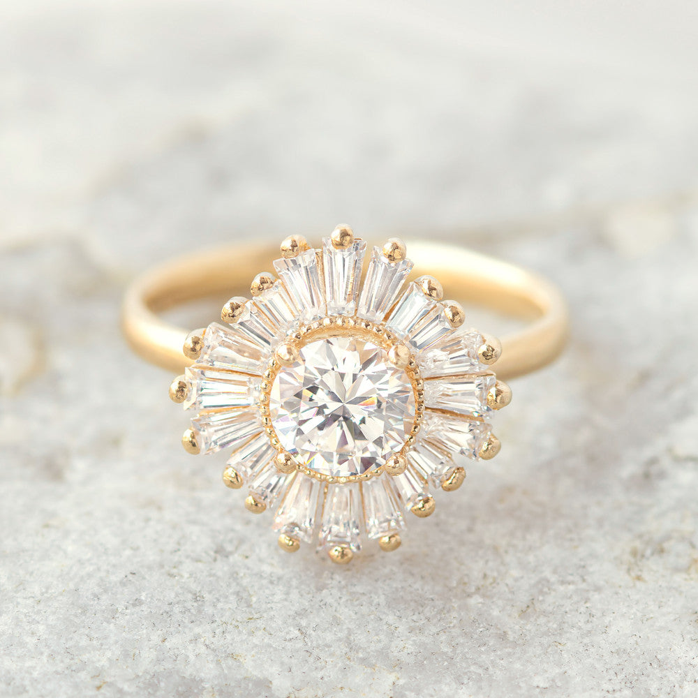 Natalia Ethical Diamond Baguette Halo Ring