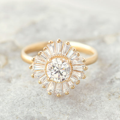 Natalia Ethical Diamond Baguette Halo Ring