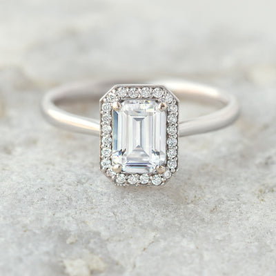 Tess Emerald Cut Micro Halo Ring