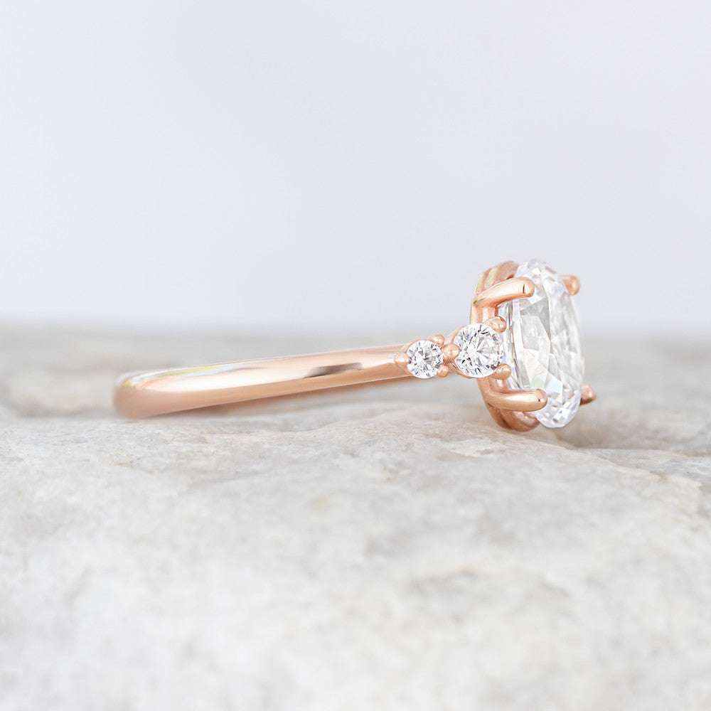 Rose Gold Side Stone Engagement Ring