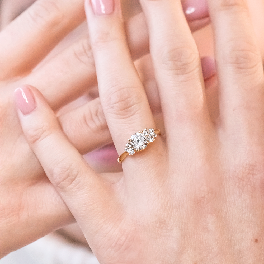 Portia Brilliant Cut diamond cluster engagement ring