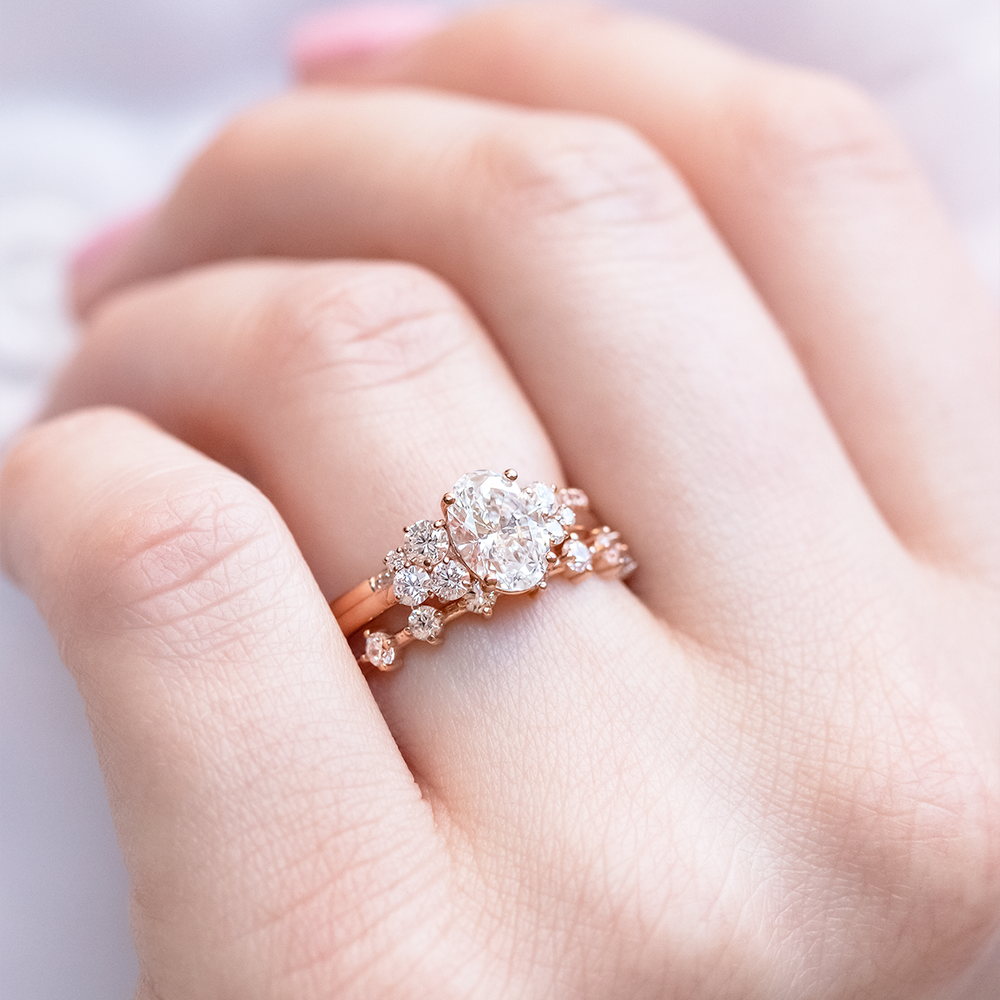Oval cluster engagement rings store