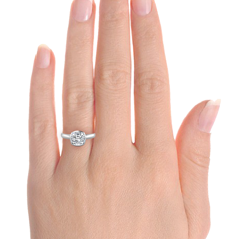 Laura Preshong Engagement Ring - Betsy Cushion Cut Bezel Engagement Ring