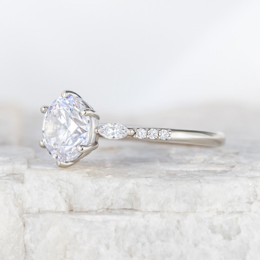 Georgette Vintage Inspired Side Stone Ring