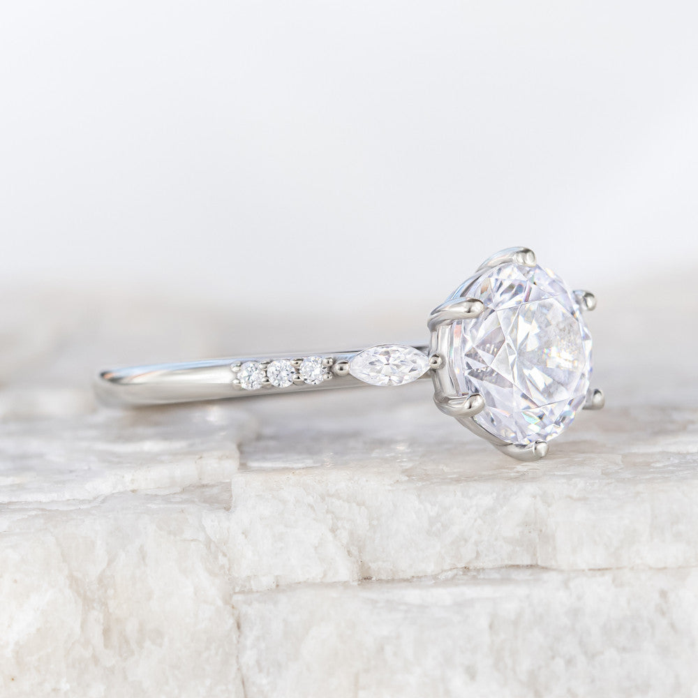 Georgette Vintage Inspired Side Stone Ring