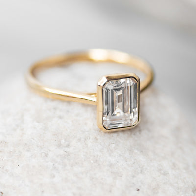 Betsy ~ Emerald & Radiant Cut Bezel Ring