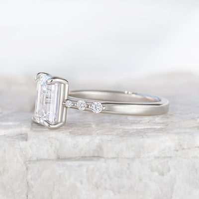 Rae ethical diamond side stone engagement ring