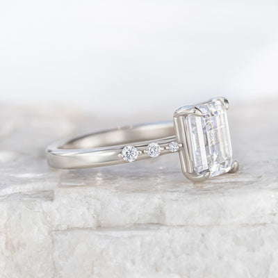 Rae ethical diamond side stone engagement ring