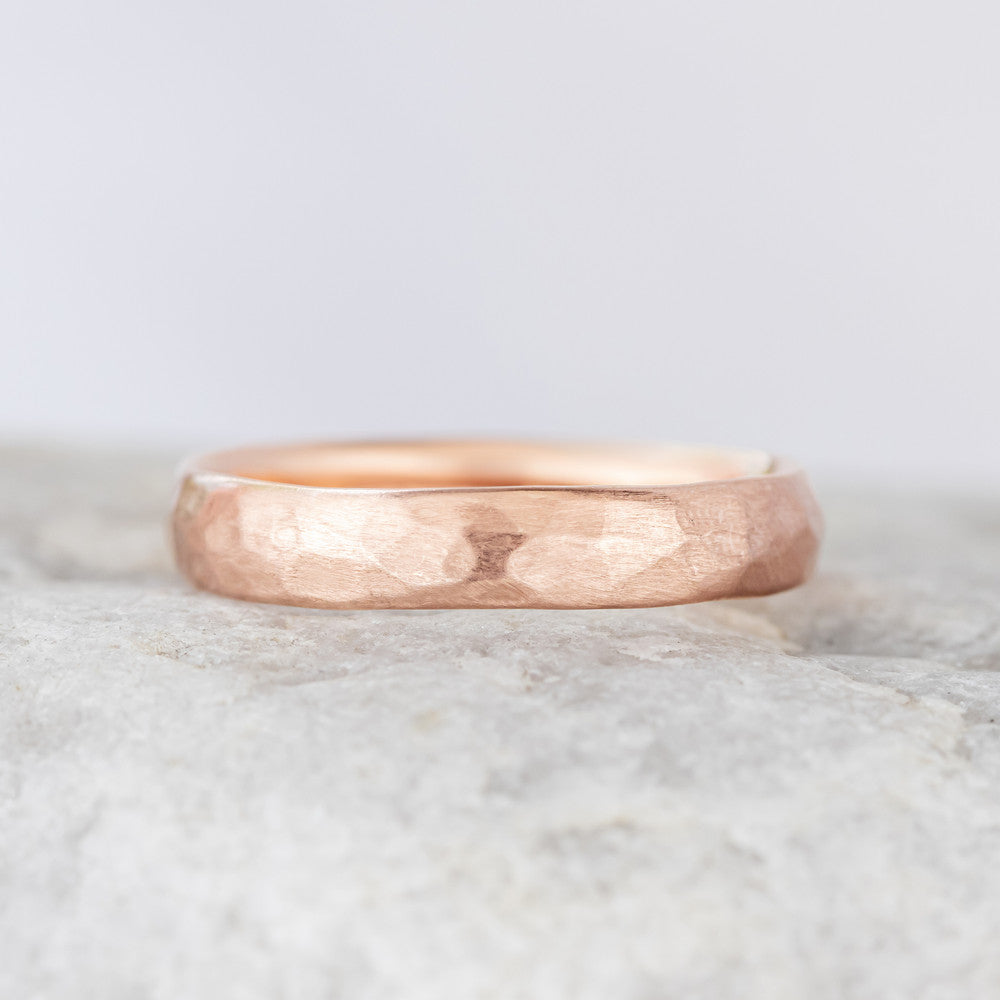 Rocco Hammered 4mm Band - Rose Gold Matte