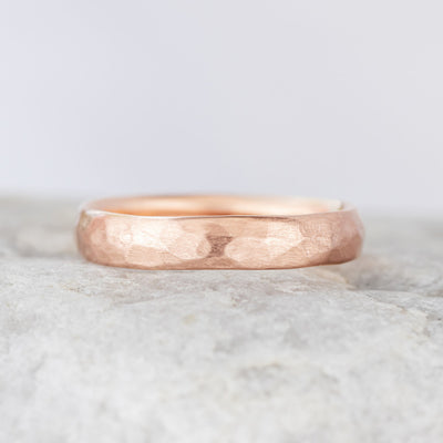 Rocco Hammered 4mm Band - Rose Gold Matte