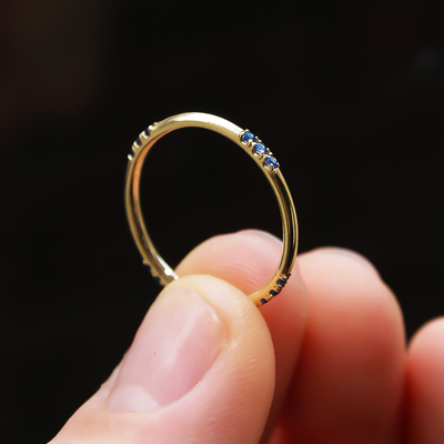 Delicate ethical sapphire stacking ring