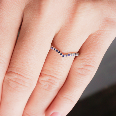 Victory Sapphire Chevron Wedding Band 