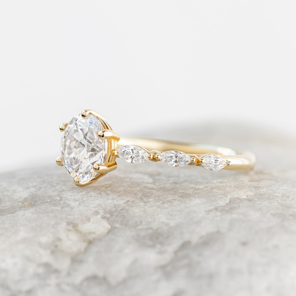 Willa Marquise Diamond Side Stone Ring