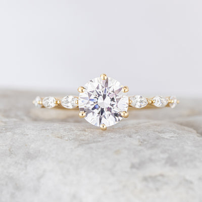 Willa Marquise Diamond Side Stone Ring
