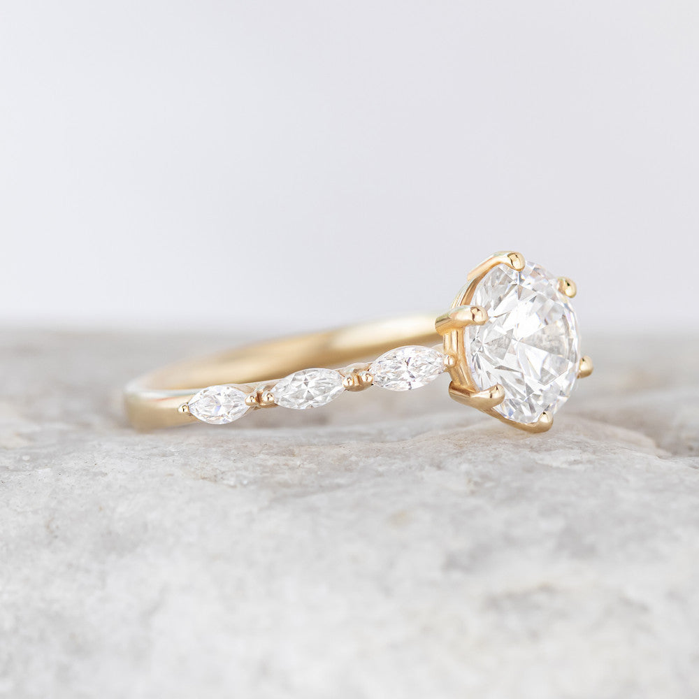 Willa Marquise Diamond Side Stone Ring