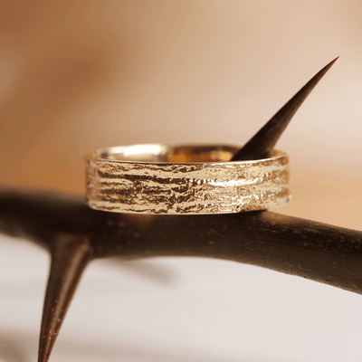 Arnold Wedding Band Pine Bark Texture