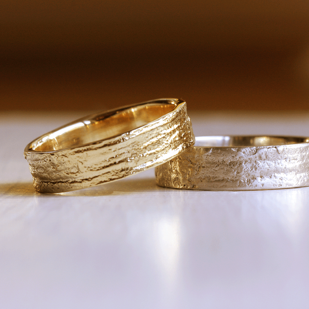 Arnold Wedding Band Pine Bark Texture