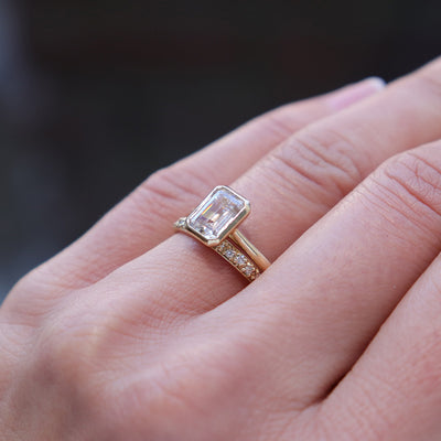 Betsy ~ Emerald & Radiant Cut Bezel Ring