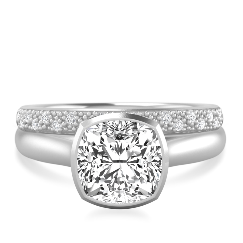 Laura Preshong Engagement Ring - Betsy Cushion Cut Bezel Engagement Ring