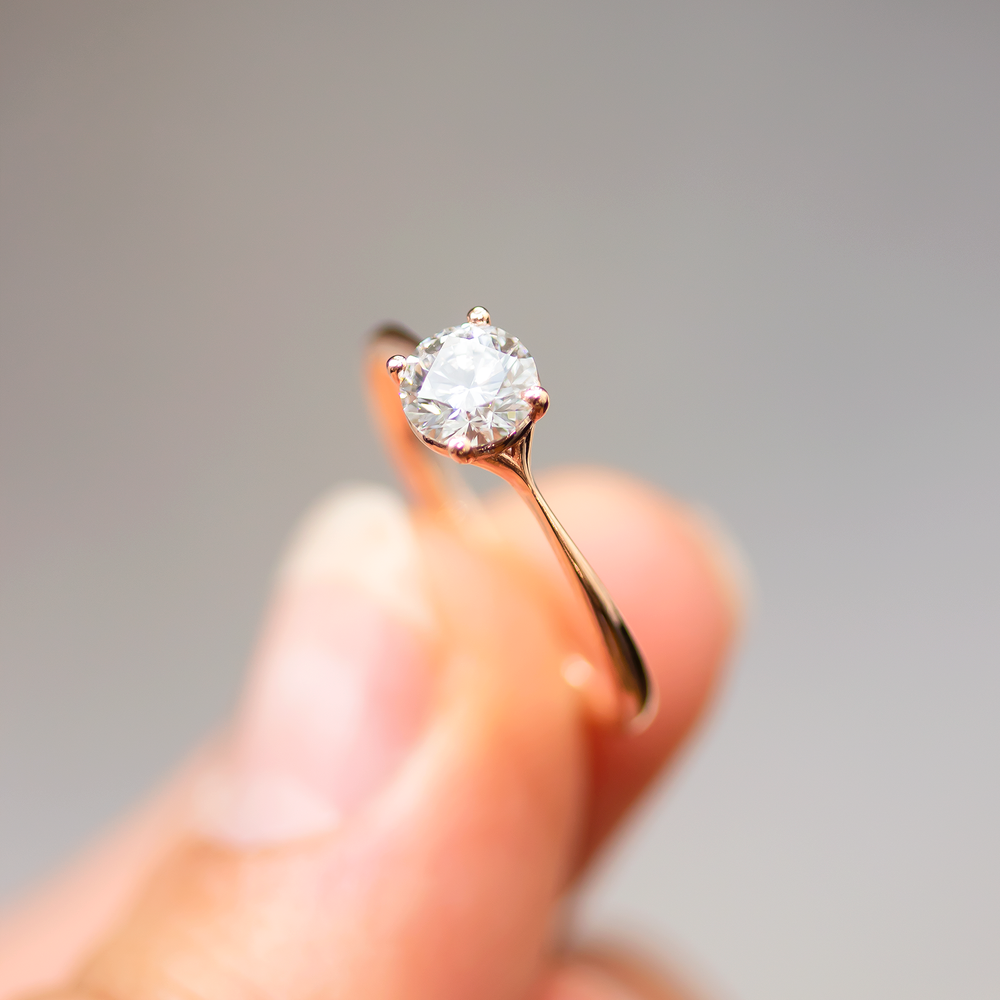 Clementine Pinch Band Solitaire Ethical Engagement Ring