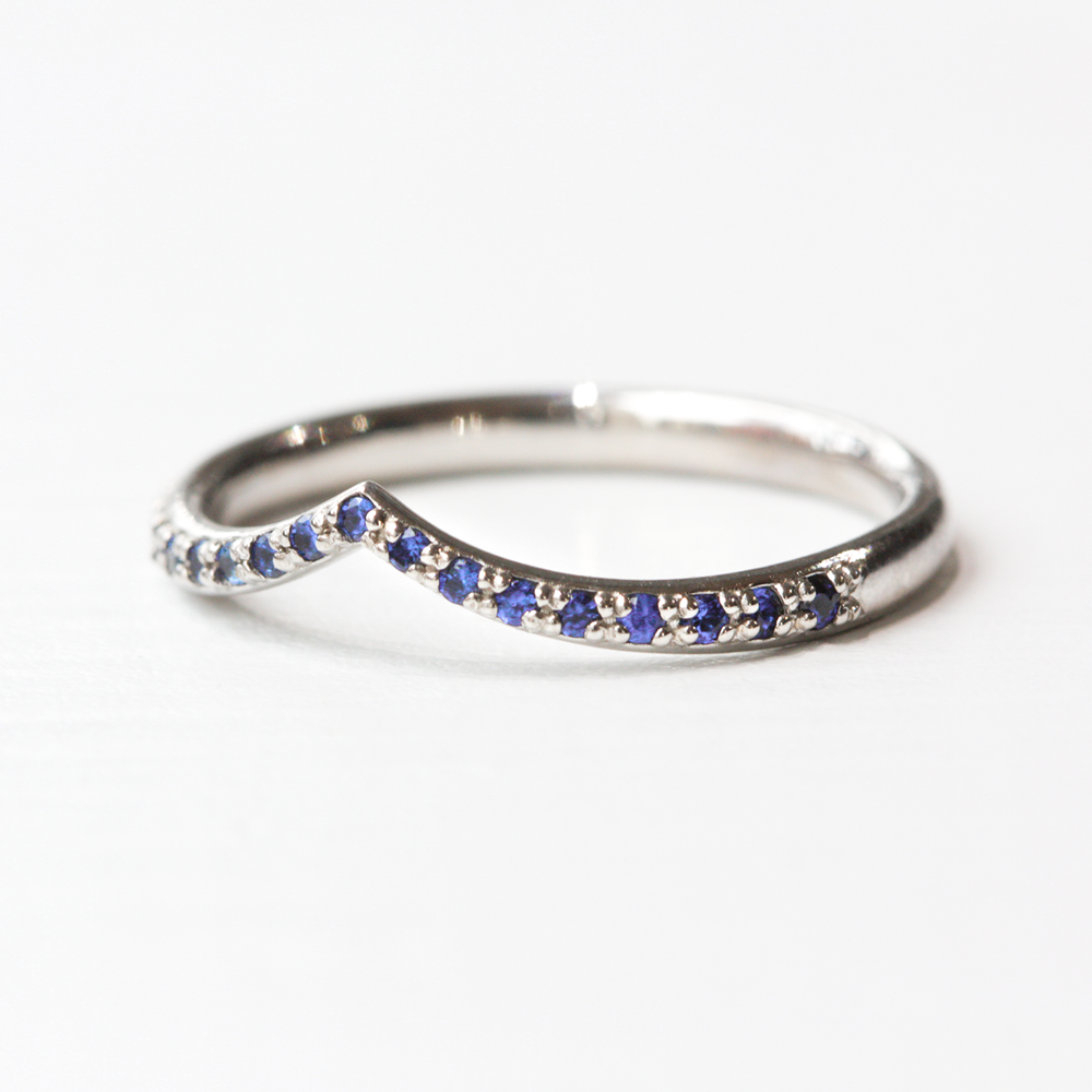 Victory Sapphire Chevron Wedding Band 