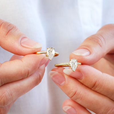 Elsie ethical pear cut diamond engagement ring